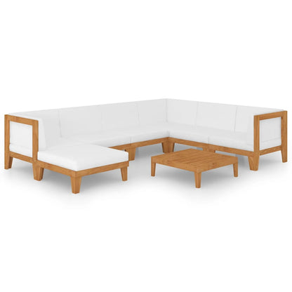 8-piece garden lounge set with cushions solid acacia wood