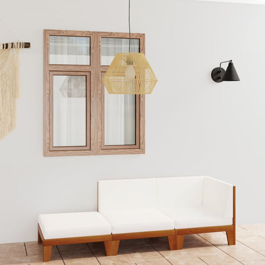 3-tlg. Garten-Lounge-Set mit Kissen Akazie Massivholz