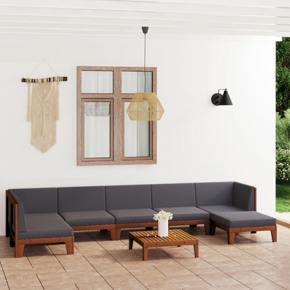 8-piece garden lounge set with cushions, solid acacia wood