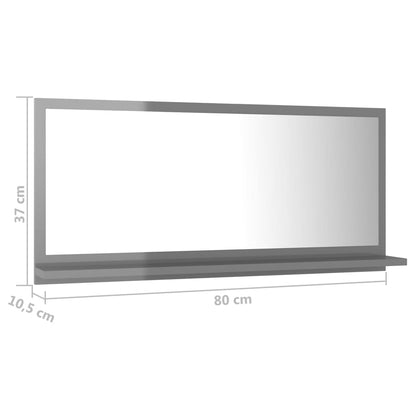 Bathroom mirror high gloss grey 80x10.5x37 cm wood material