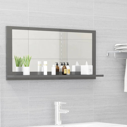 Bathroom mirror high gloss grey 80x10.5x37 cm wood material