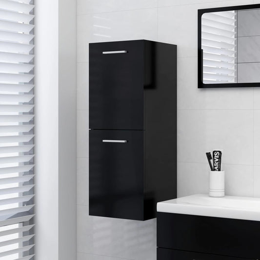 Bathroom cabinet black 30x30x80 cm wood material