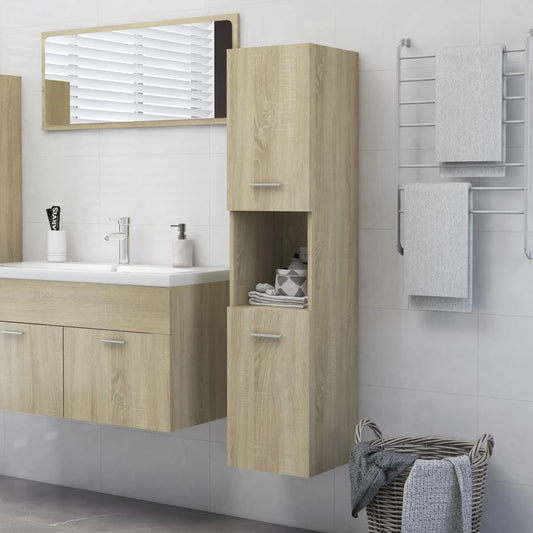 Bathroom cabinet Sonoma oak 30x30x130 cm wood material