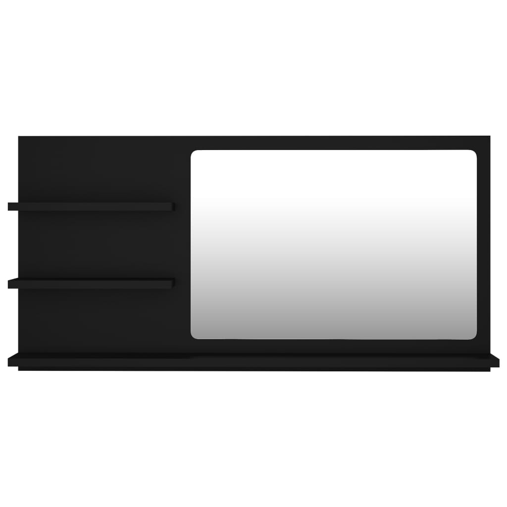 Kupaonsko ogledalo crno 90x10,5x45 cm od drva