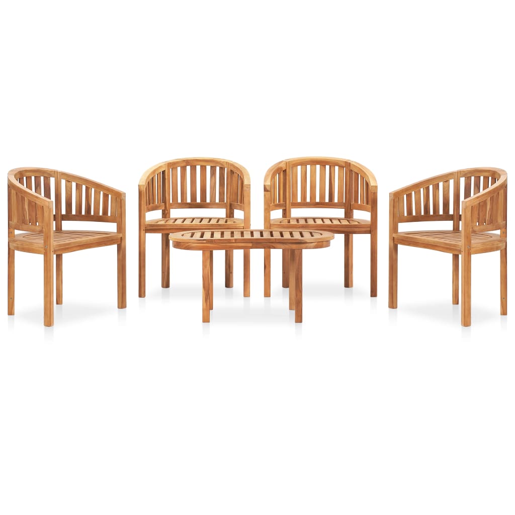 5-piece garden lounge set solid teak