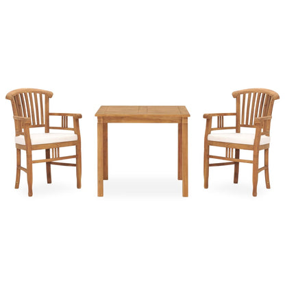 3-tlg. Garten-Essgruppe mit Kissen Massivholz Teak
