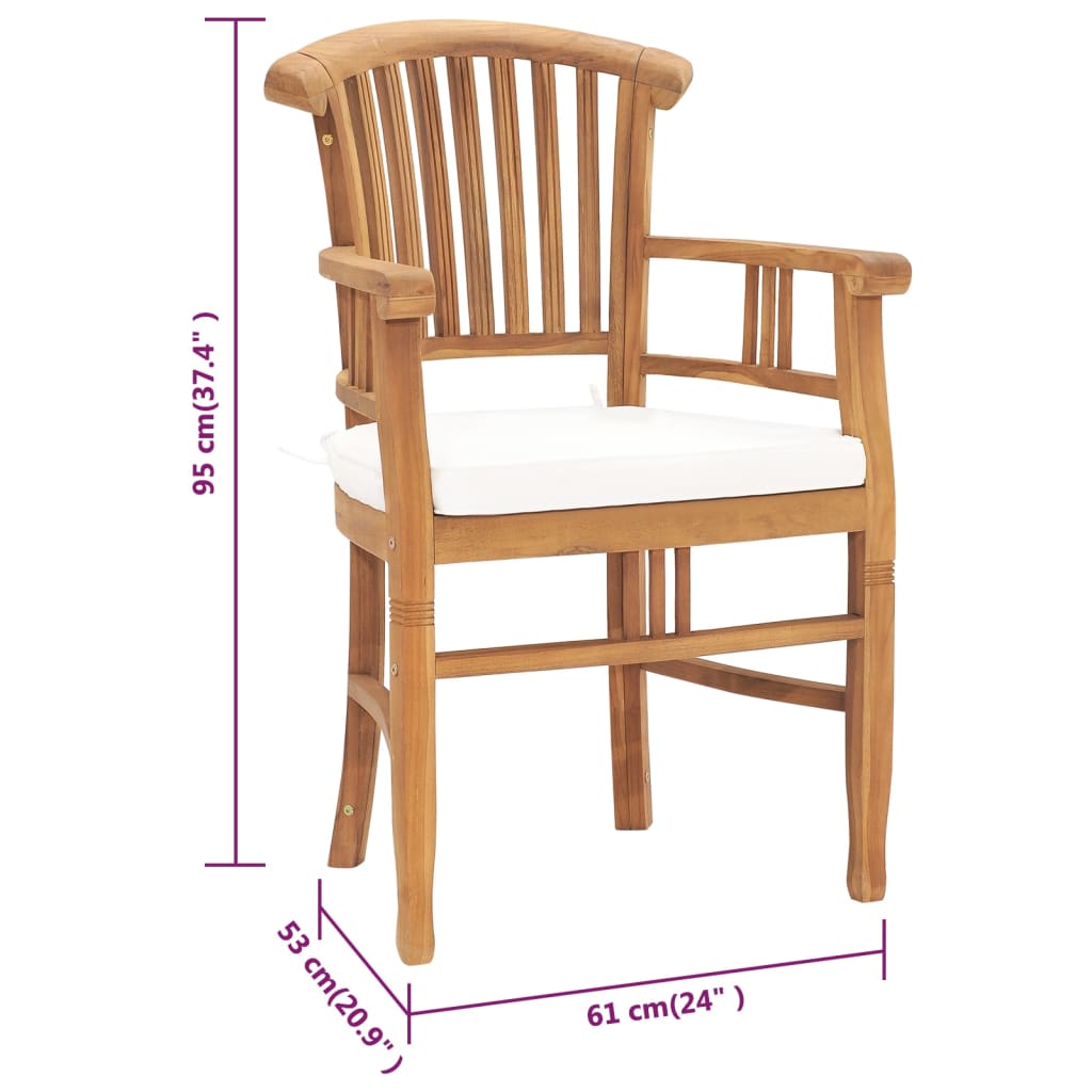 3-tlg. Garten-Essgruppe mit Kissen Massivholz Teak