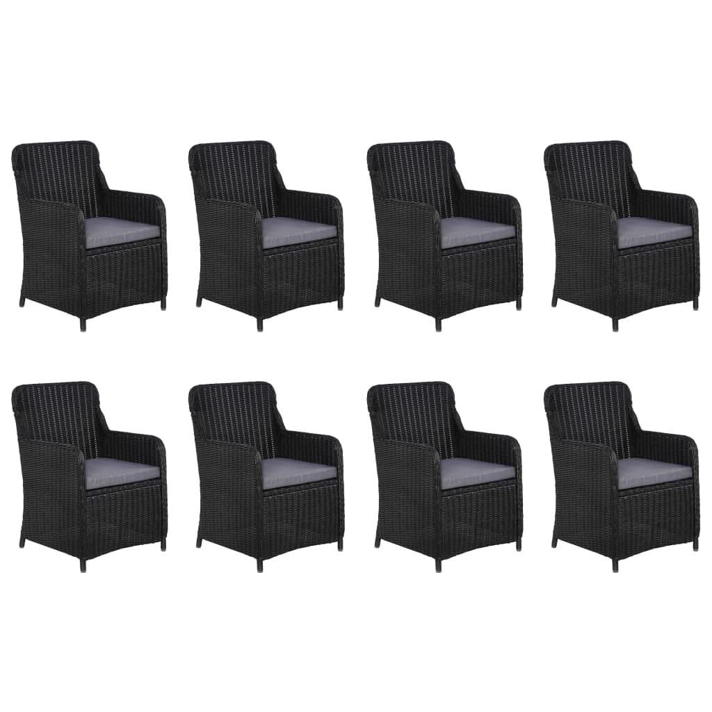 9-piece garden dining set poly rattan black