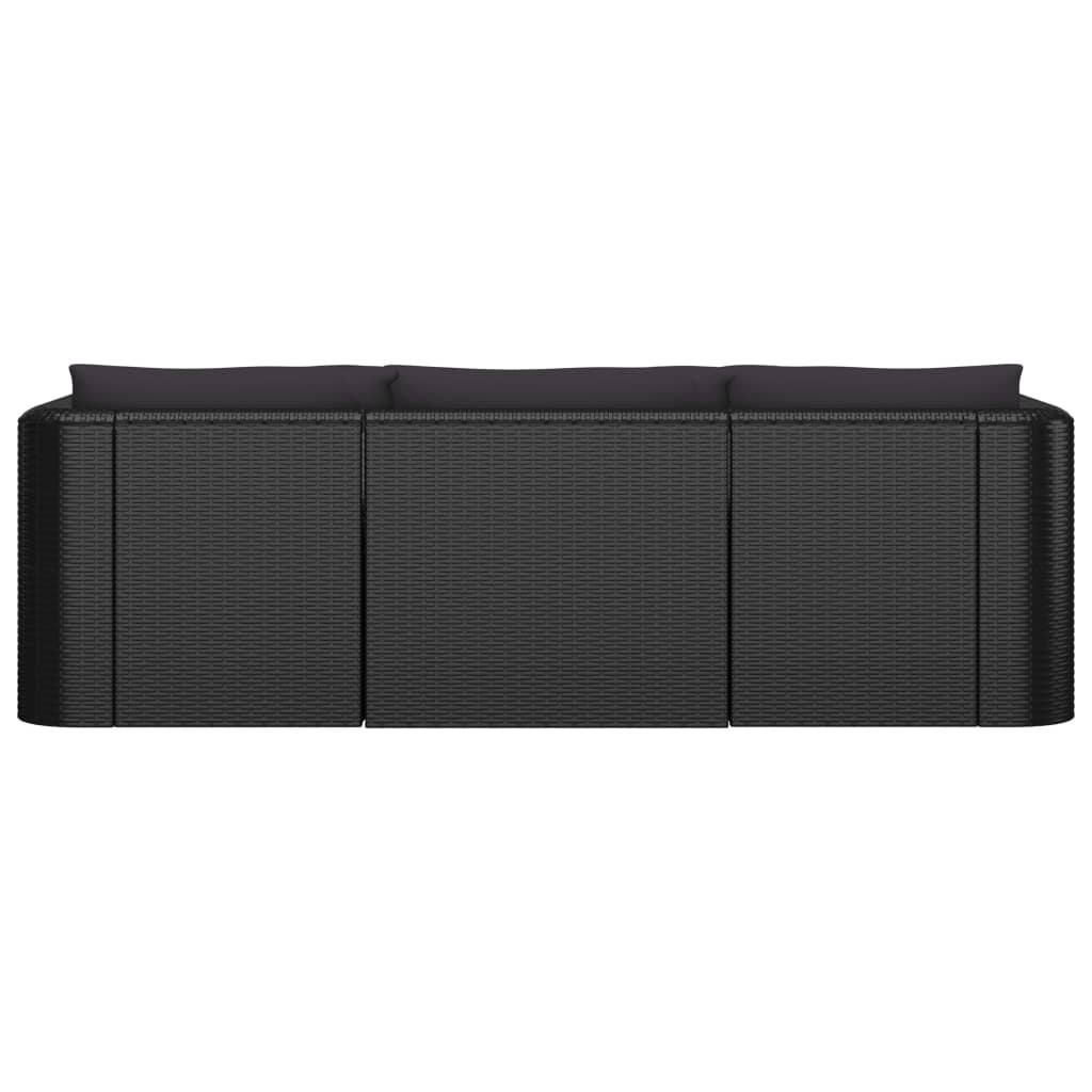 8-tlg. Garten-Lounge-Set mit Kissen Poly Rattan Schwarz