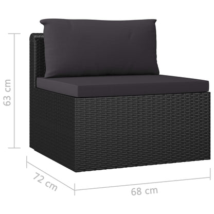 8-tlg. Garten-Lounge-Set mit Kissen Poly Rattan Schwarz