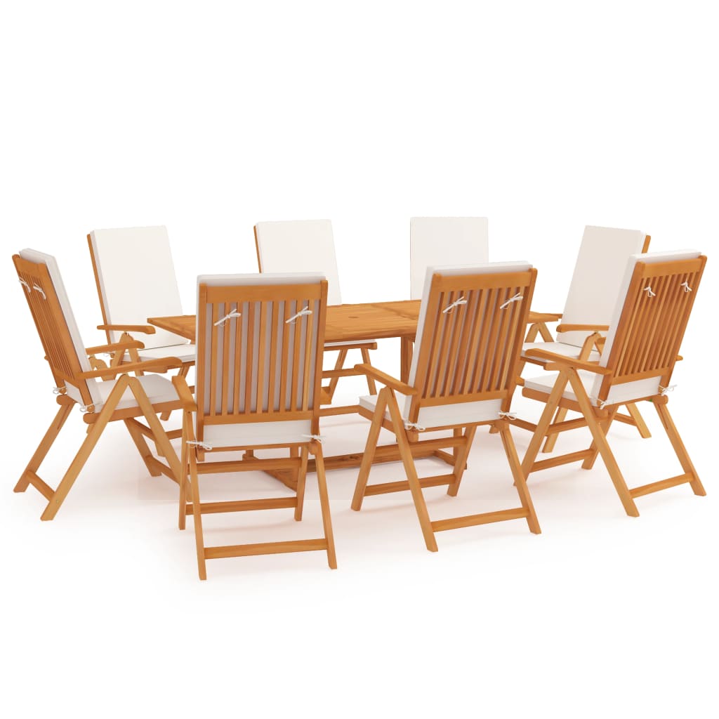 9-piece garden dining set with cushions solid teak