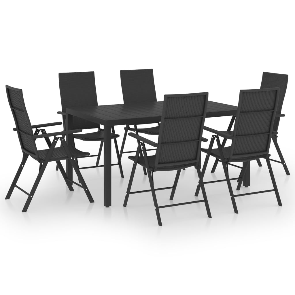 7-piece garden dining set black