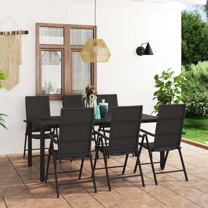 7-piece garden dining set black