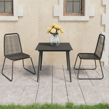 3-piece garden dining set PVC rattan black
