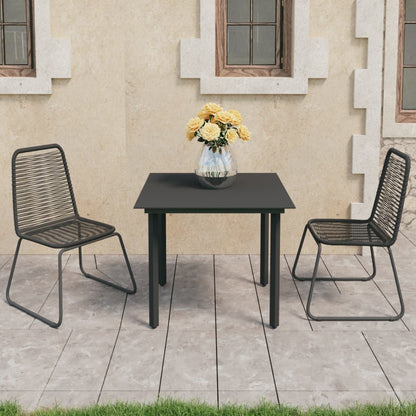 3-piece garden dining set PVC rattan black