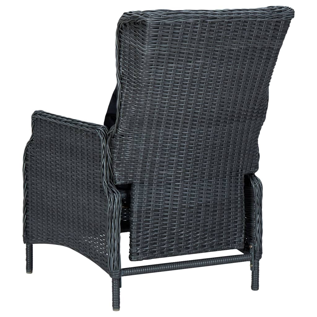 7-piece garden dining set with cushions poly rattan dark grey