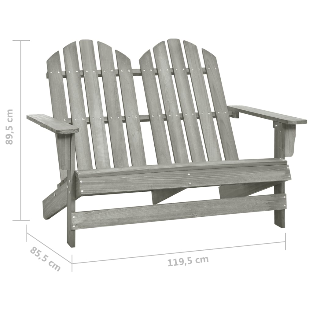 Adirondack garden bench 2-seater solid fir wood grey