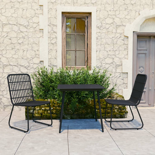 3-piece garden dining set poly rattan and glass