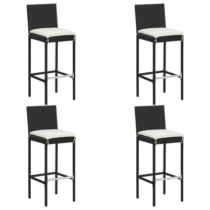 5-piece garden bar set with cushions poly rattan black