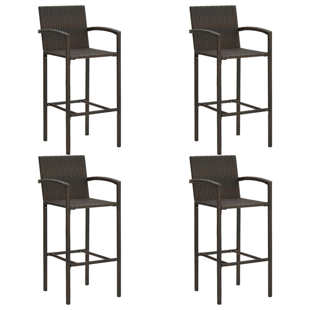 5-piece garden bar set poly rattan brown