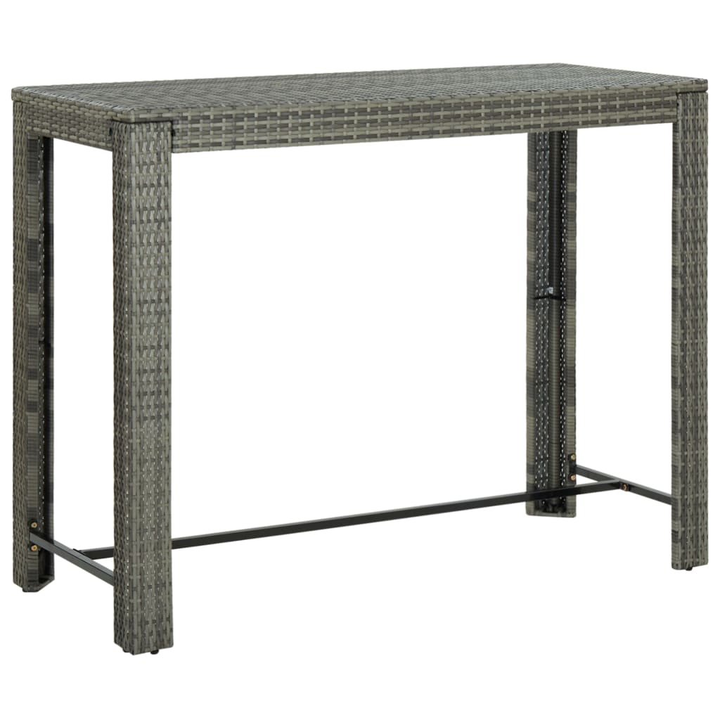 7-piece garden bar set with cushions poly rattan grey