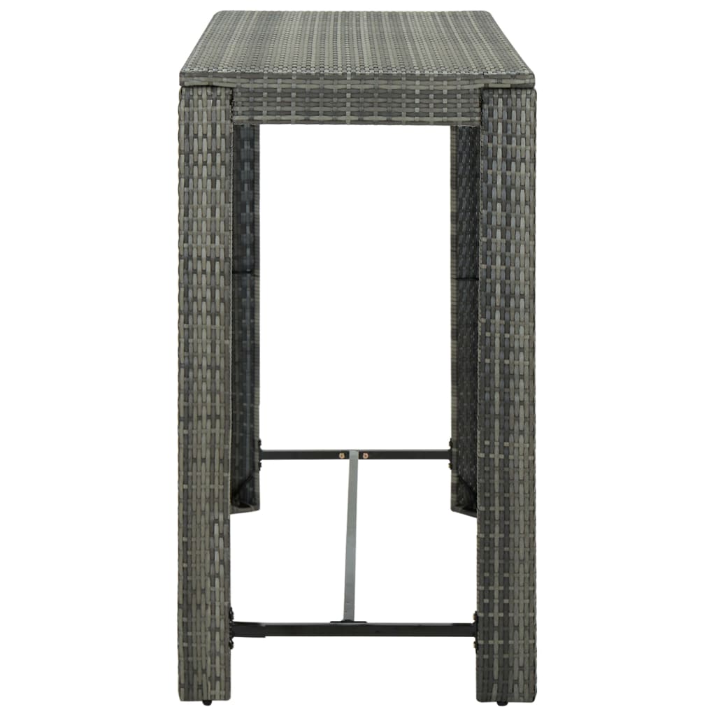 7-piece garden bar set with cushions poly rattan grey
