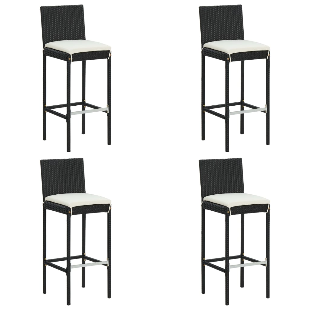 5-piece garden bar set with cushions poly rattan black