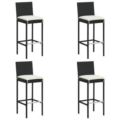 5-piece garden bar set with cushions poly rattan black