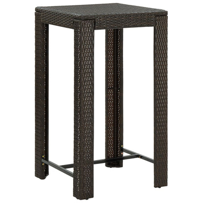 3-piece garden bar set with armrests poly rattan brown