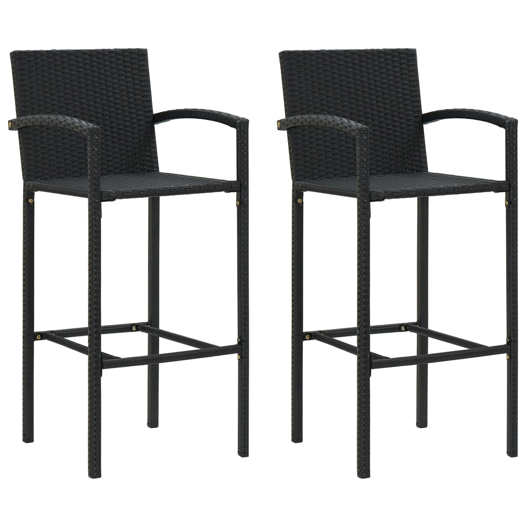 3-piece garden bar set with armrests poly rattan black