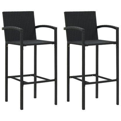 3-piece garden bar set with armrests poly rattan black