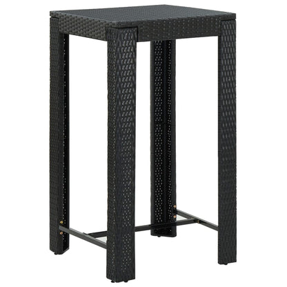 3-piece garden bar set with armrests poly rattan black