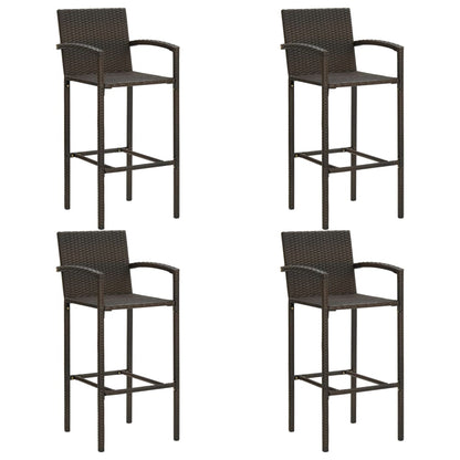 5-piece garden bar set with armrests poly rattan brown