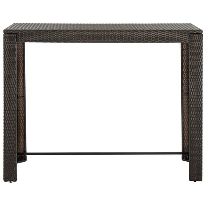 7-piece garden bar set with armrests poly rattan brown