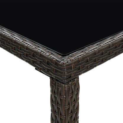 7-piece garden bar set with cushions poly rattan brown