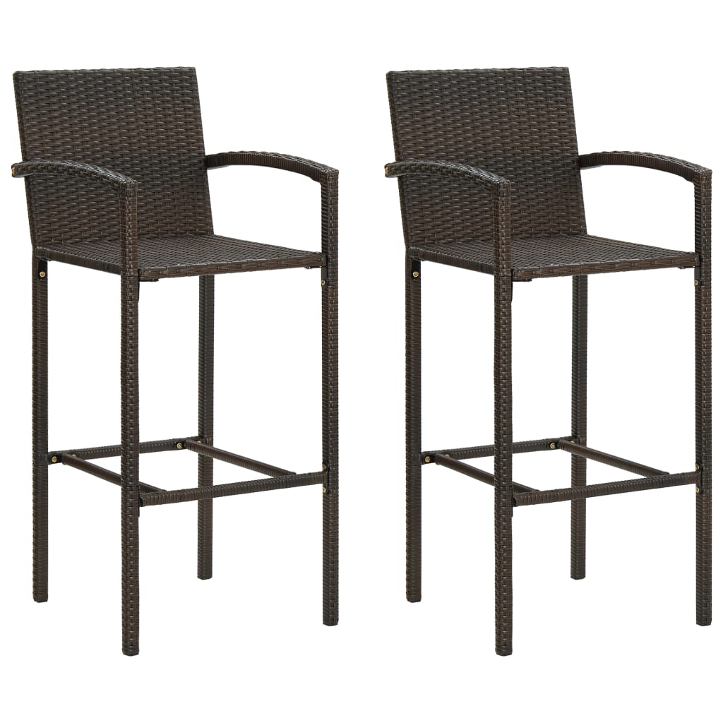 3-piece garden bar set poly rattan brown