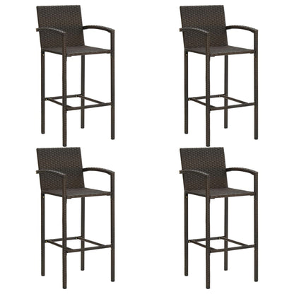5-piece garden bar set poly rattan brown