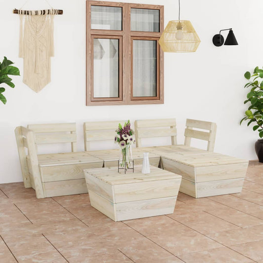 5-tlg. Garten-Paletten-Lounge-Set Imprägniertes Fichtenholz