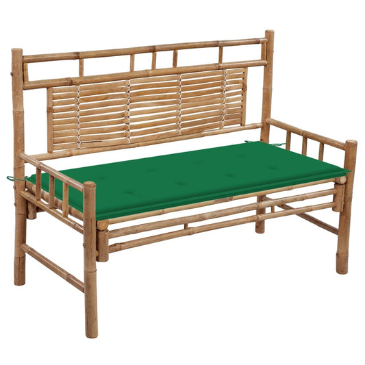 Garden bench with cushion 120 cm bamboo
