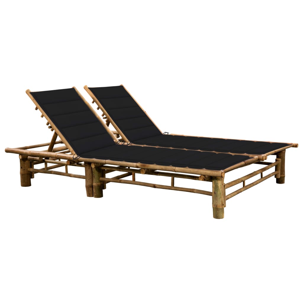 2-person sun lounger with bamboo cushions