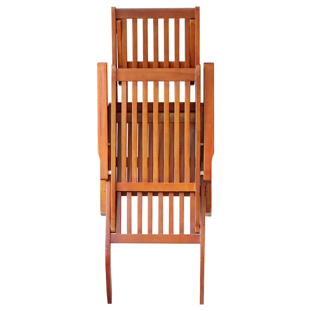 Deck chair with footrest and cushion made of solid acacia wood