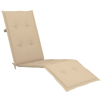Deck chair with footrest and cushion made of solid acacia wood