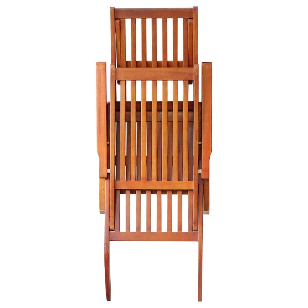 Deck chair with footrest and cushion made of solid acacia wood