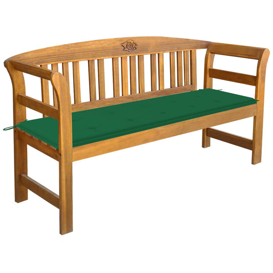 Garden bench with cushion 157 cm solid acacia wood