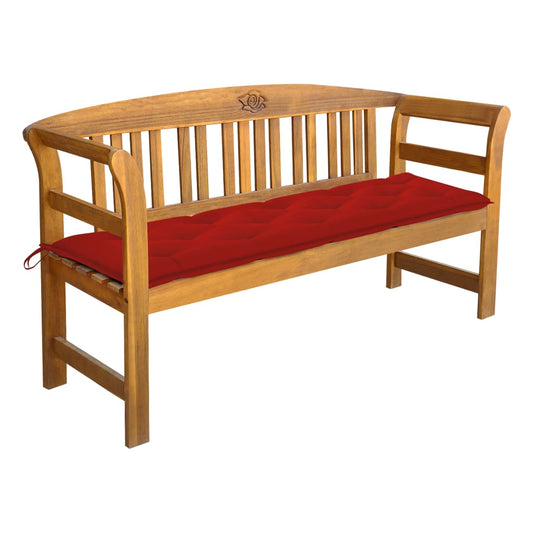 Garden bench with cushion 157 cm solid acacia wood