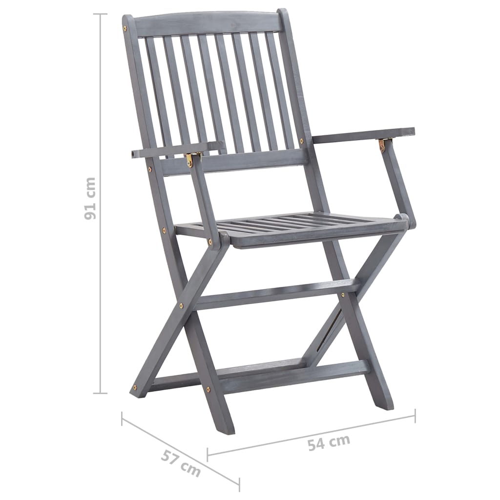 Folding garden chairs 2 pcs. with seat cushions solid wood acacia
