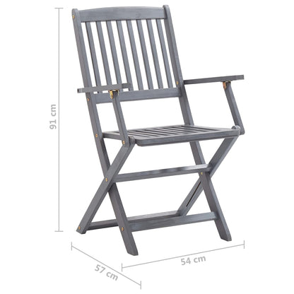 Folding garden chairs 2 pcs. with seat cushions solid wood acacia