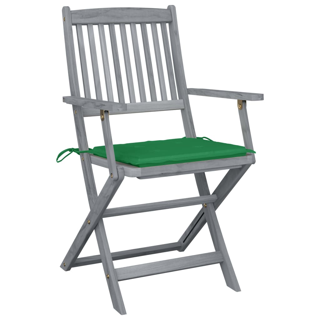 Folding garden chairs 2 pcs. with seat cushions solid wood acacia