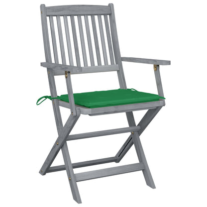 Folding garden chairs 2 pcs. with seat cushions solid wood acacia