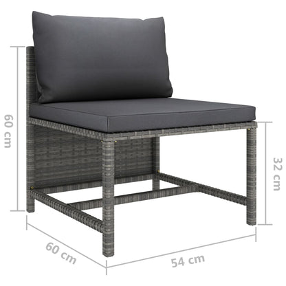 8-piece garden lounge set with cushions poly rattan grey